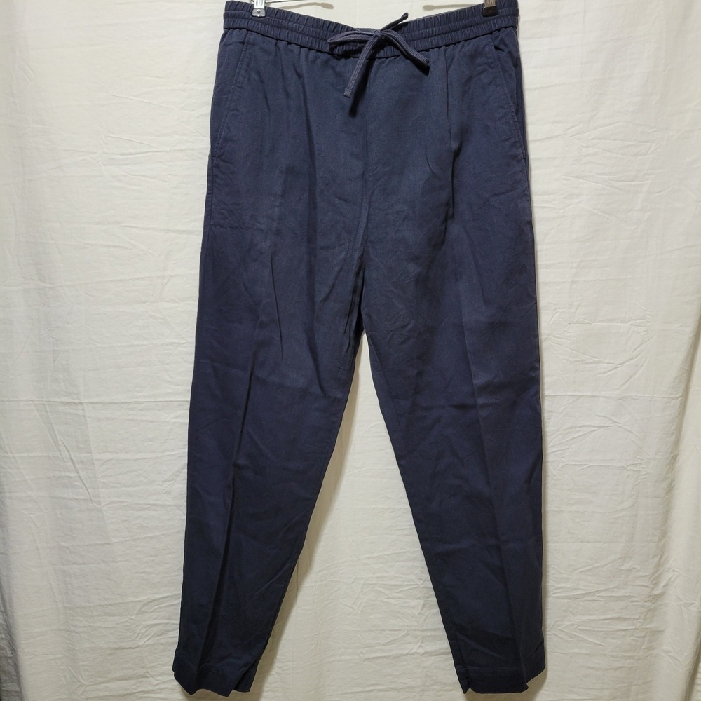 COS Relaxed Cotton-Linen Pull On Pants Blue Minimalist Coastal Lagenlook Size 10